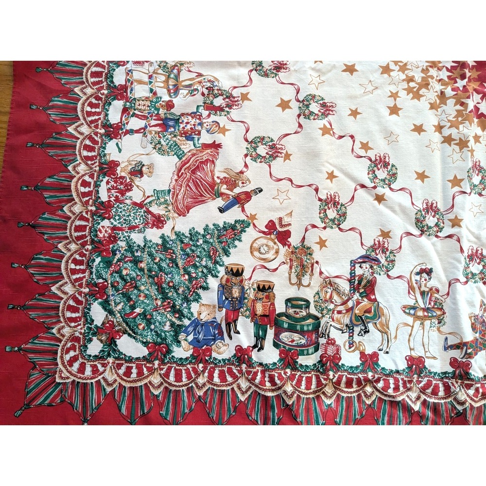 Vintage Wilton Court Nutcracker Suite Tablecloth Holiday Christmas 62x98